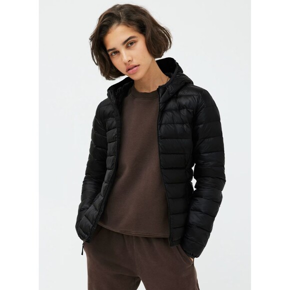 Aritzia TNA Jacket Botanie Packable Hooded Puffer Goose Down Black Womens XS - Picture 1 of 11
